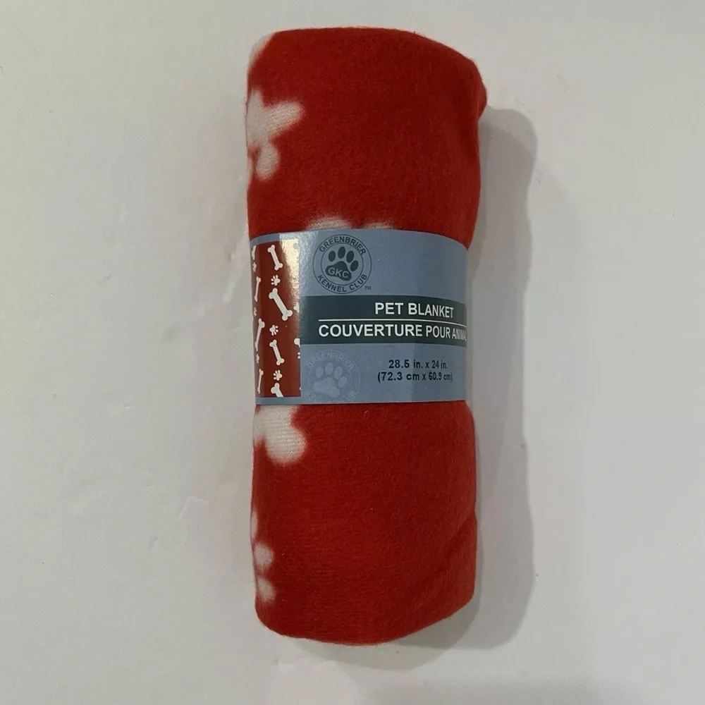 GKK Red Paw Fleece Throw Blanket, Standard Throw 28.5IncX24Inc-Dog/Cat